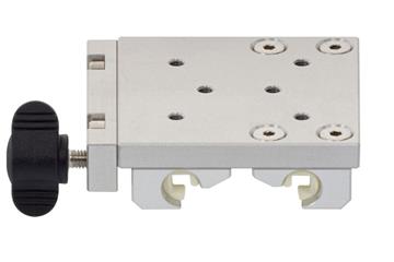 ドライリンW カーブレール用キャリッジ WWB、角型、横曲げ、手動クランプ