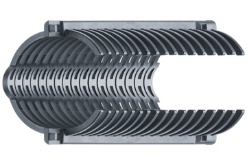 e-ribセット | CNCフライス盤内のコルゲートチューブ補強 | 呼び径: 36 mm