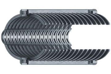 e-ribセット | CNCフライス盤内のコルゲートチューブ補強 | 呼び径: 36 mm