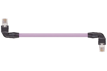 ハーネス済みCAT5eケーブル、PVC、コネクタA: Hirose RJ45 Lアングル 下、コネクタB: Hirose RJ45 Lアングル 上