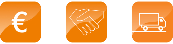 ユーロ、握手、輸送トラックのロゴ