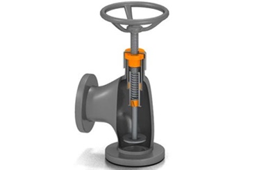 ドライスピン送りねじ、イグリデュールすべり軸受及びピストンリングが使われたストップバルブ