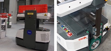 昇降プラットフォーム上にドライリンZLW タイミングベルト駆動スライドテーブルが使われているKnappのDTS