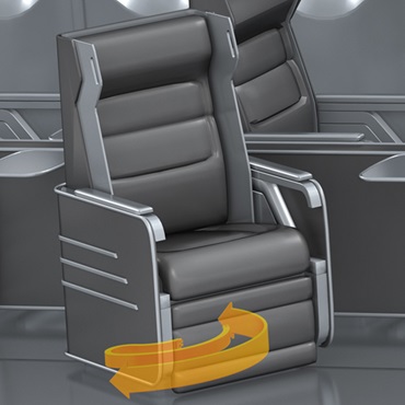 航空機内装：回転式シート調整部におけるエナジーチェーン