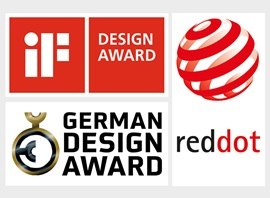 iFデザイン賞、レッド・ドット・デザイン賞、ドイツデザイン賞のロゴ